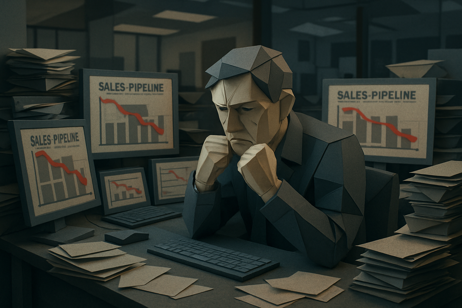 frustrated dude dealing with a messy sales pipeline