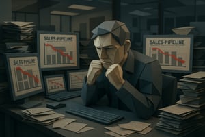 frustrated guy with too many sales pipelines
